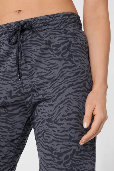 Jogger con Tasca a Filetto Donna Grigio miniatura 3