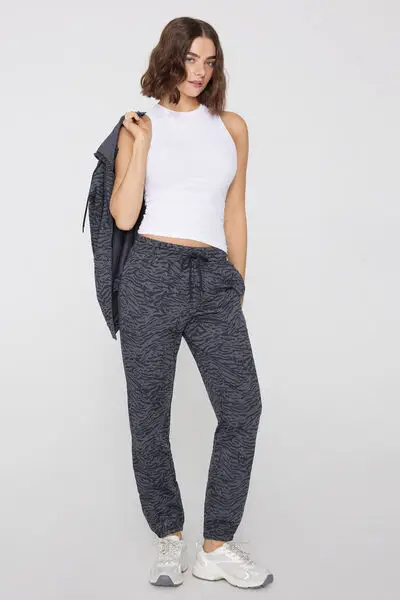 Jogger con Tasca a Filetto Donna Grigio