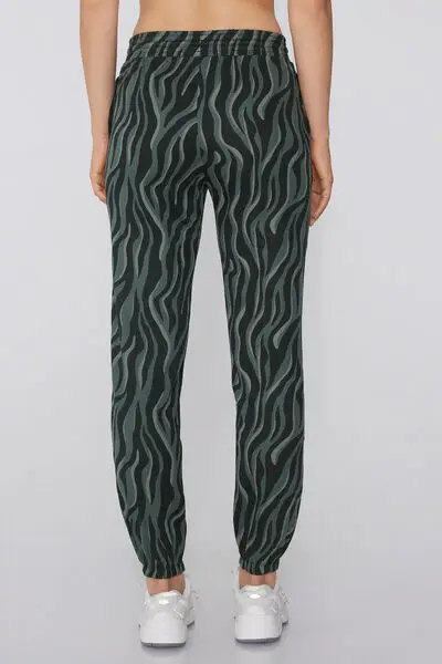 Jogger con Tasca a Filetto Donna Verde miniatura 2