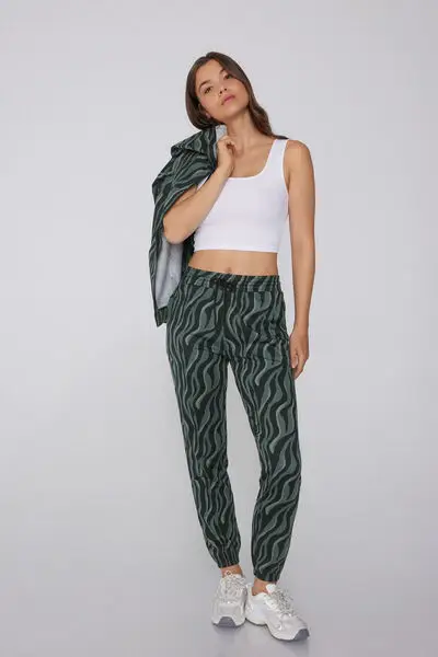 Jogger con Tasca a Filetto Donna Verde miniatura 3