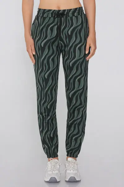 Jogger con Tasca a Filetto Donna Verde