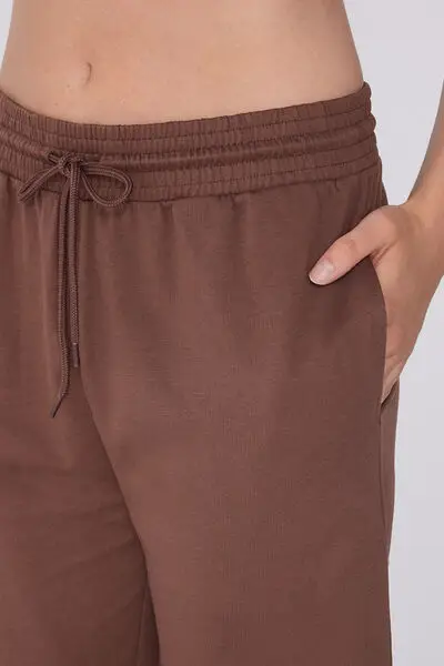 Jogger con Tasche a Filetto e Coulisse Donna Marrone miniatura 3