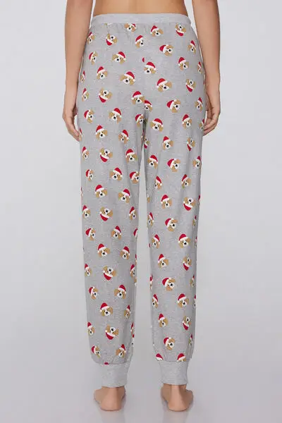 Jogger in Cotone Pesante Stampato Donna Grigio miniatura 2