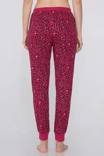 Jogger in Cotone Pesante Stampato Donna Rosa miniatura 2