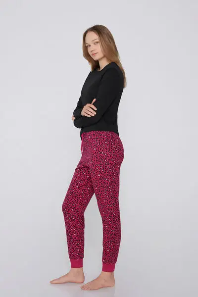 Jogger in Cotone Pesante Stampato Donna Rosa miniatura 3