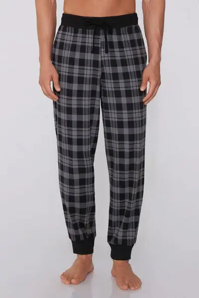 Jogger in Cotone Pesante Tasche Stampato Uomo Blu