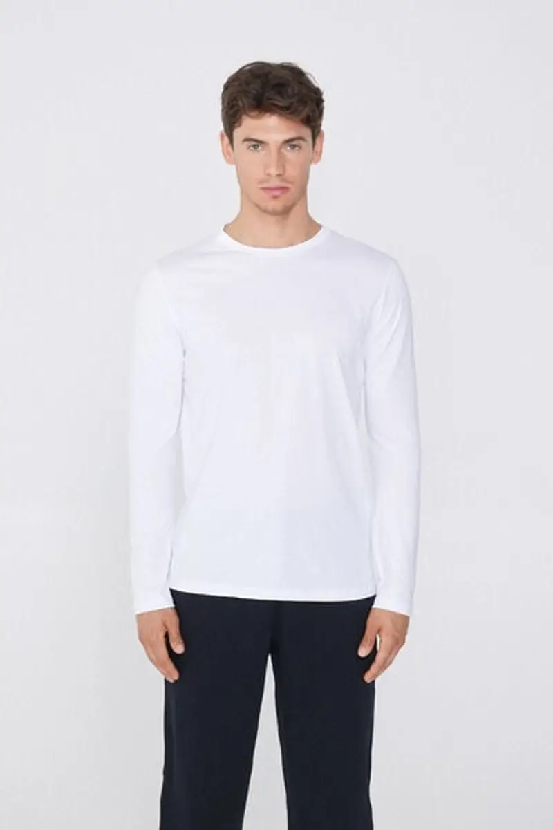 Tezenis Maglia 100% Cotone Girocollo Manica Lunga Uomo Bianco Taglia L