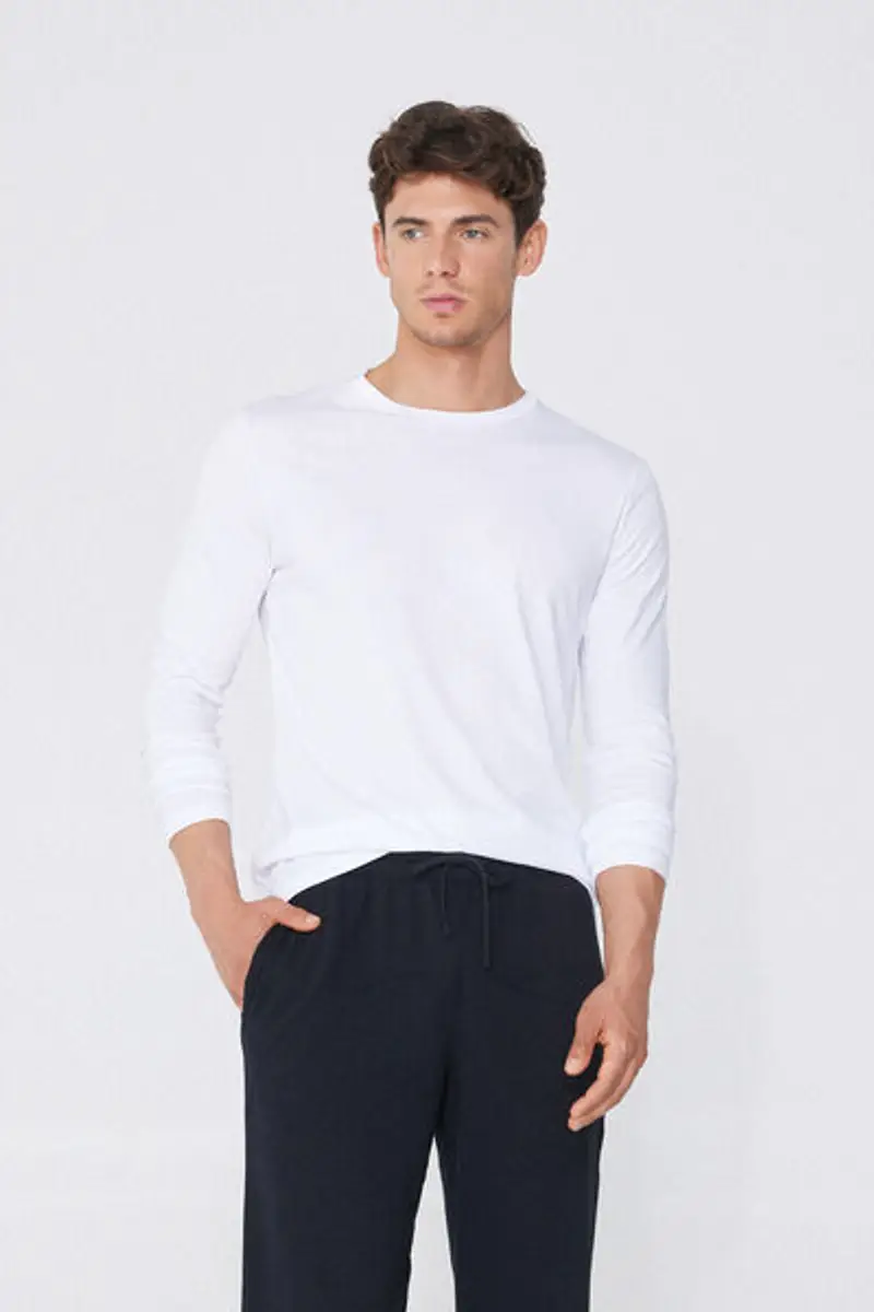 Tezenis Maglia 100% Cotone Girocollo Manica Lunga Uomo Bianco Taglia L miniatura 2