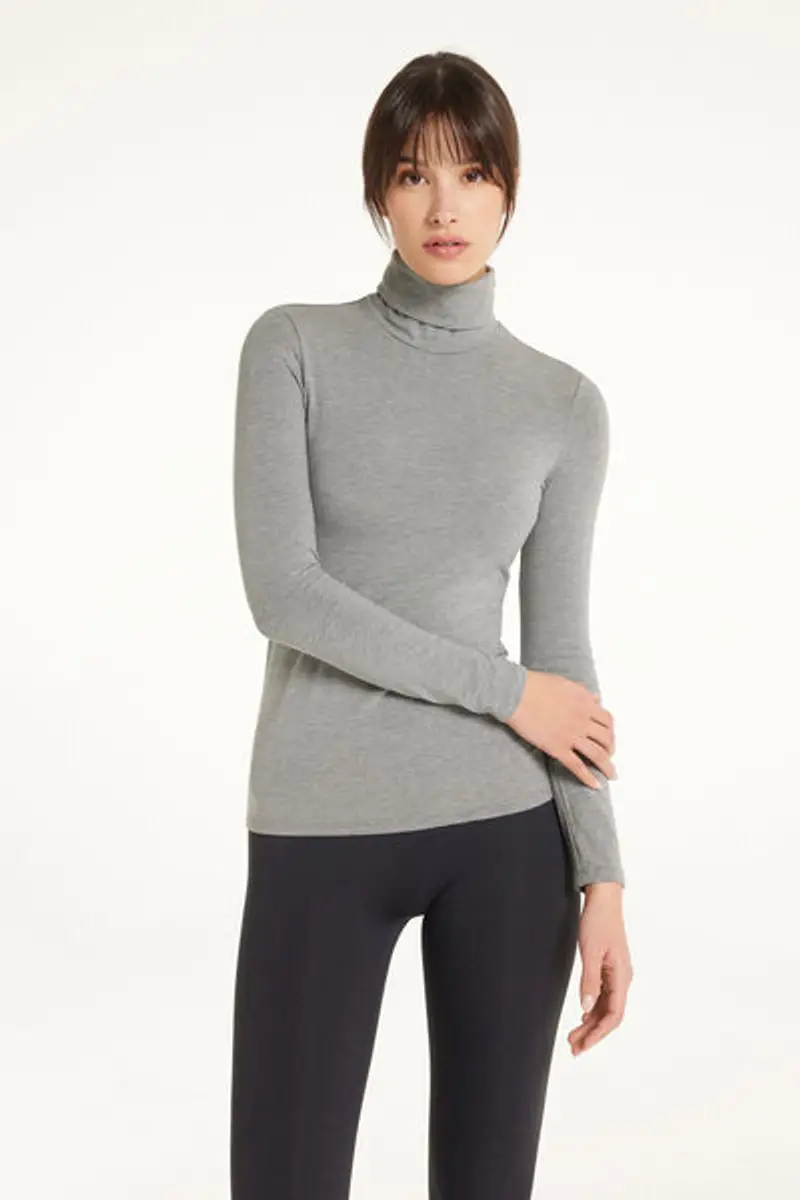Tezenis Maglia Collo Alto Cotone e Modal Termico Donna Grigio Taglia M miniatura 2