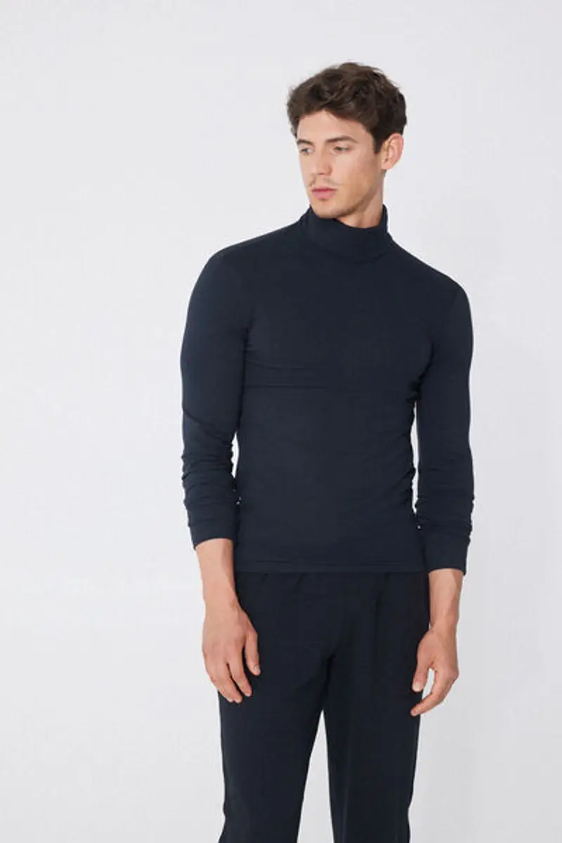 Tezenis Maglia Collo Alto in Cotone Termico con Manica Lunga Uomo Blu Taglia L miniatura 2