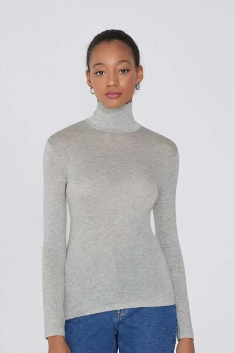 Tezenis Maglia Collo Alto in Viscosa e Lana Merino Donna Grigio Taglia L