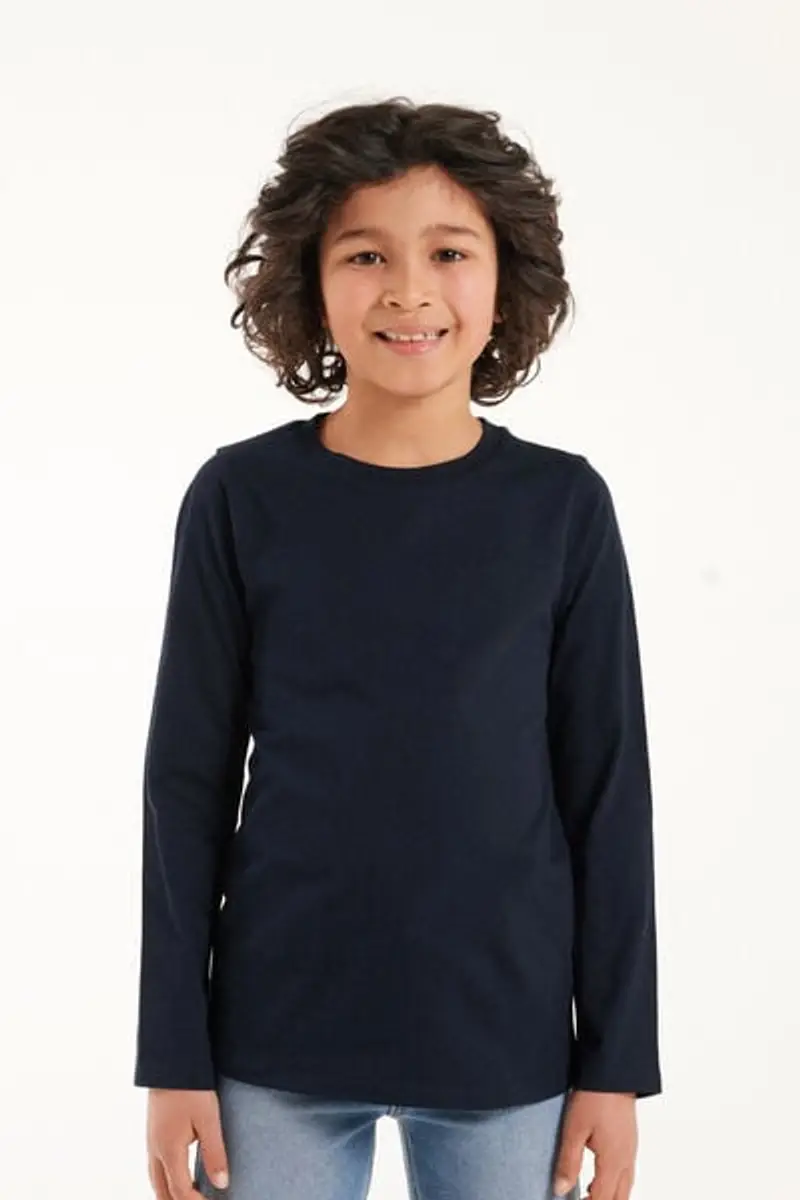 Tezenis Maglia Cotone Manica Lunga Bambini Unisex Unisex Blu Taglia 10-11