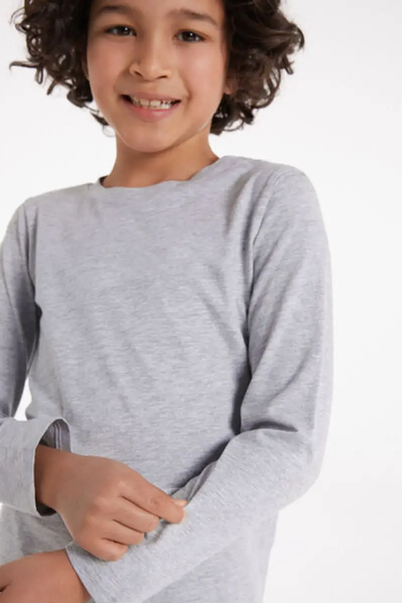 Tezenis Maglia Cotone Manica Lunga Bambini Unisex Unisex Grigio Taglia 10-11 miniatura 3