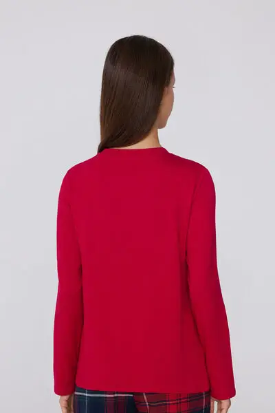 Maglia Felpata Manica Lunga Girocollo Viscosa Donna Rosso miniatura 2