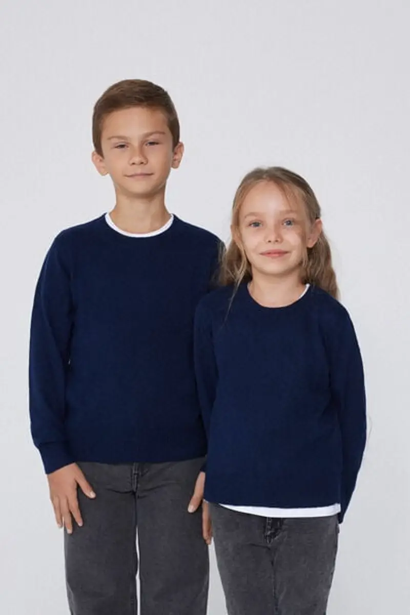 Tezenis Maglia Girocollo con Lana Bimbi Unisex Unisex Blu Taglia 6-7