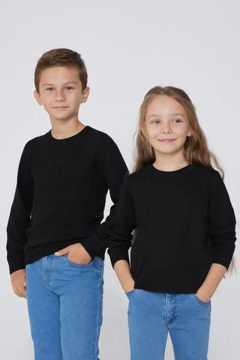 Tezenis Maglia Girocollo con Lana Bimbi Unisex Unisex Nero Taglia 10-11
