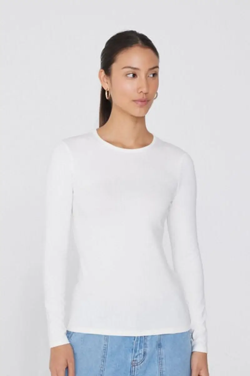 Tezenis Maglia Girocollo Cotone e Modal Termico Donna Bianco Taglia L