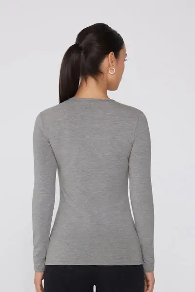 Maglia Girocollo Cotone e Modal Termico Donna Grigio miniatura 2
