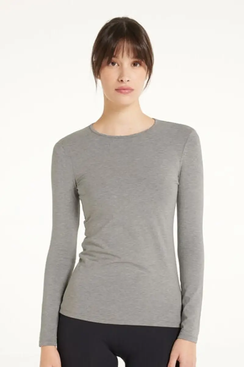 Tezenis Maglia Girocollo Cotone e Modal Termico Donna Grigio Taglia XL
