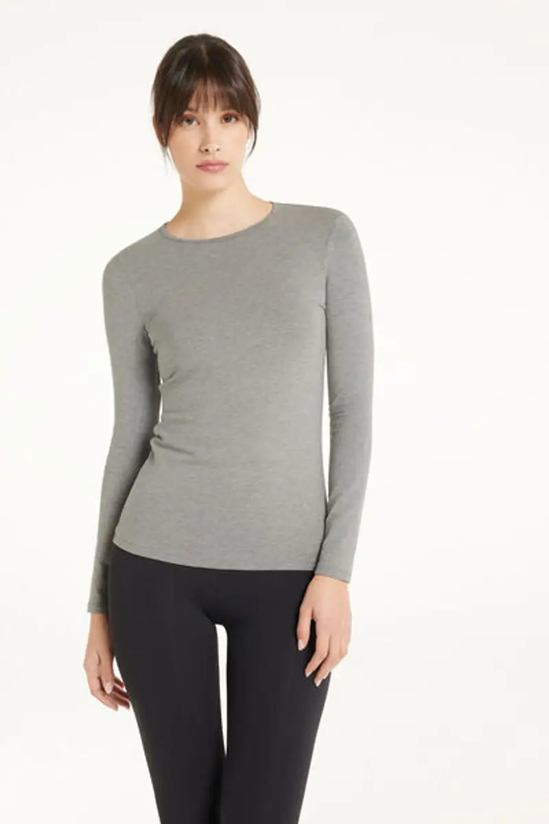 Tezenis Maglia Girocollo Cotone e Modal Termico Donna Grigio Taglia XL miniatura 2