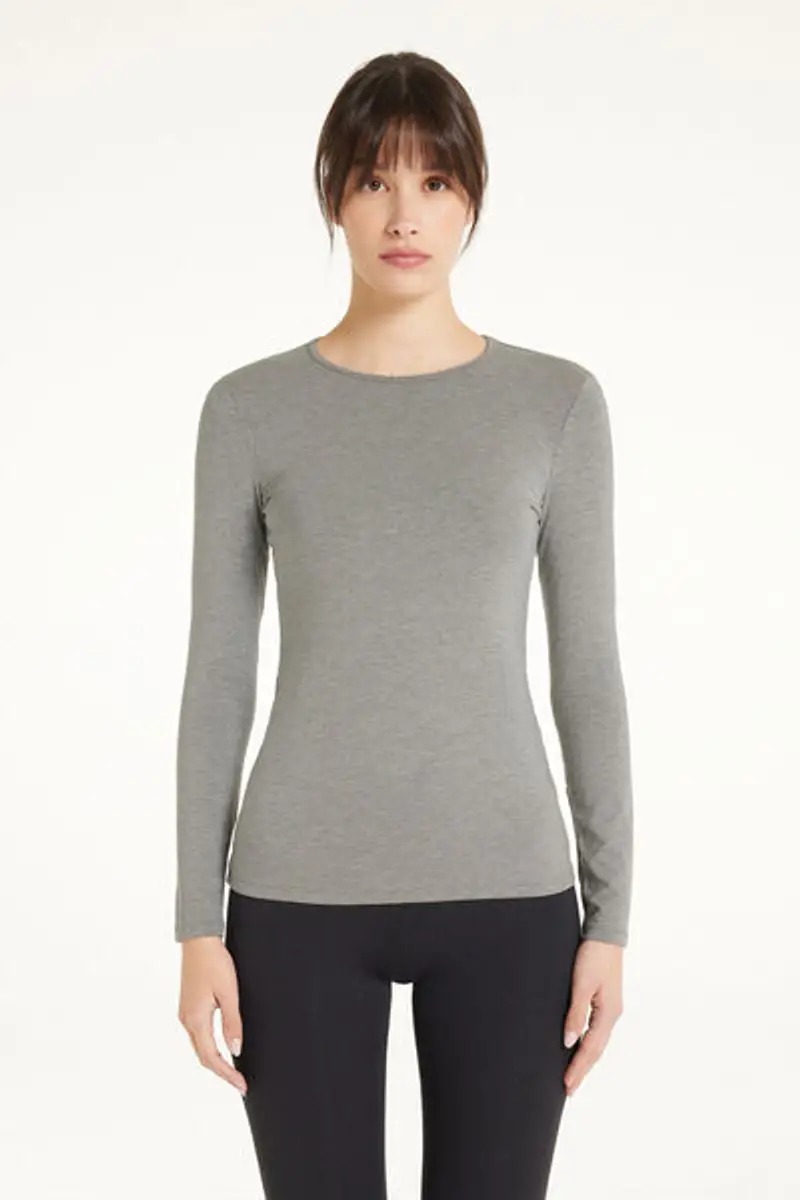 Tezenis Maglia Girocollo Cotone e Modal Termico Donna Grigio Taglia XL miniatura 3