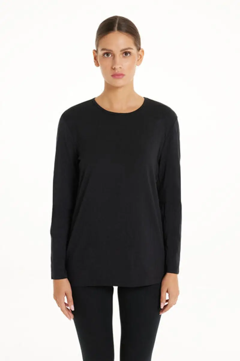 Tezenis Maglia Girocollo Cotone e Modal Termico Donna Nero Taglia M miniatura 3