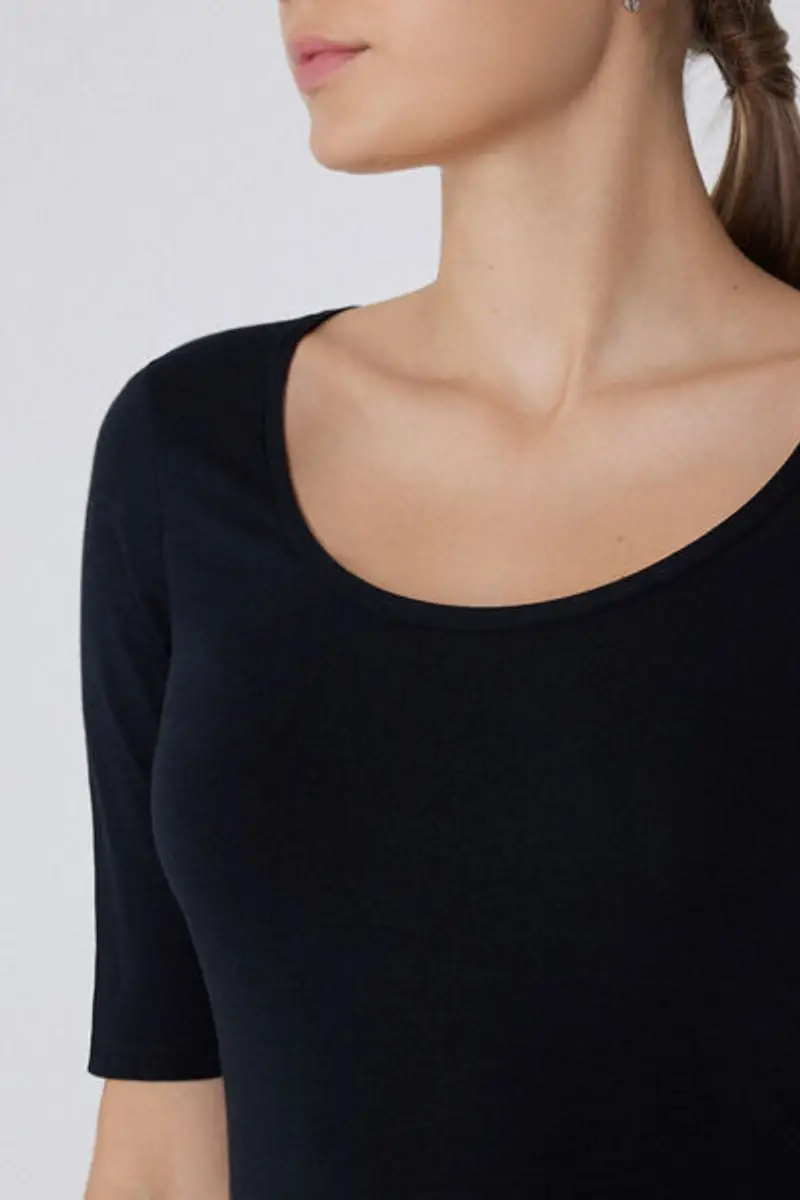 Tezenis Maglia Manica Corta Scollo Madonna in Cotone Organico Donna Nero Taglia L miniatura 3