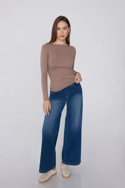 Maglia Manica Lunga Barchetta Invisible Therm Donna Marrone miniatura 3