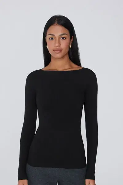 Maglia Manica Lunga Barchetta Invisible Therm Donna Nero