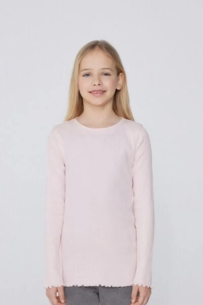 Tezenis Maglia Manica Lunga Costina Punto Bambola Girocollo Bimba Bambina Rosa Taglia 8-9