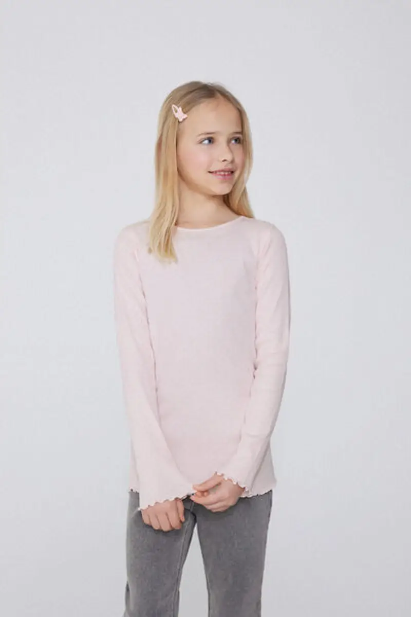 Tezenis Maglia Manica Lunga Costina Punto Bambola Girocollo Bimba Bambina Rosa Taglia 8-9 miniatura 2