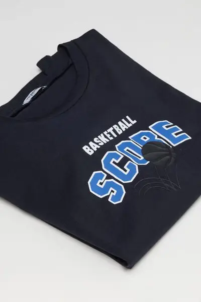 Maglia Manica Lunga Cotone con Stampa Bambino Blu miniatura 3