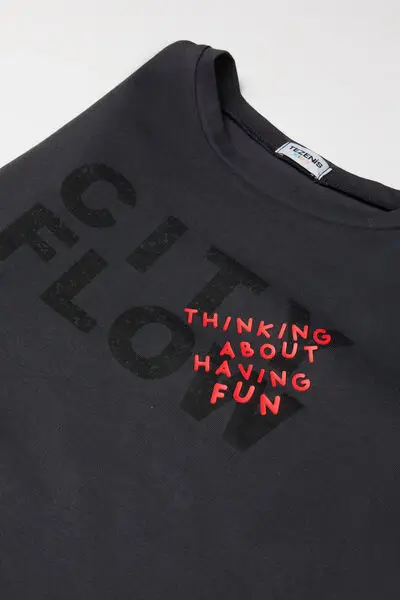 Maglia Manica Lunga Cotone con Stampa Bambino Nero miniatura 2