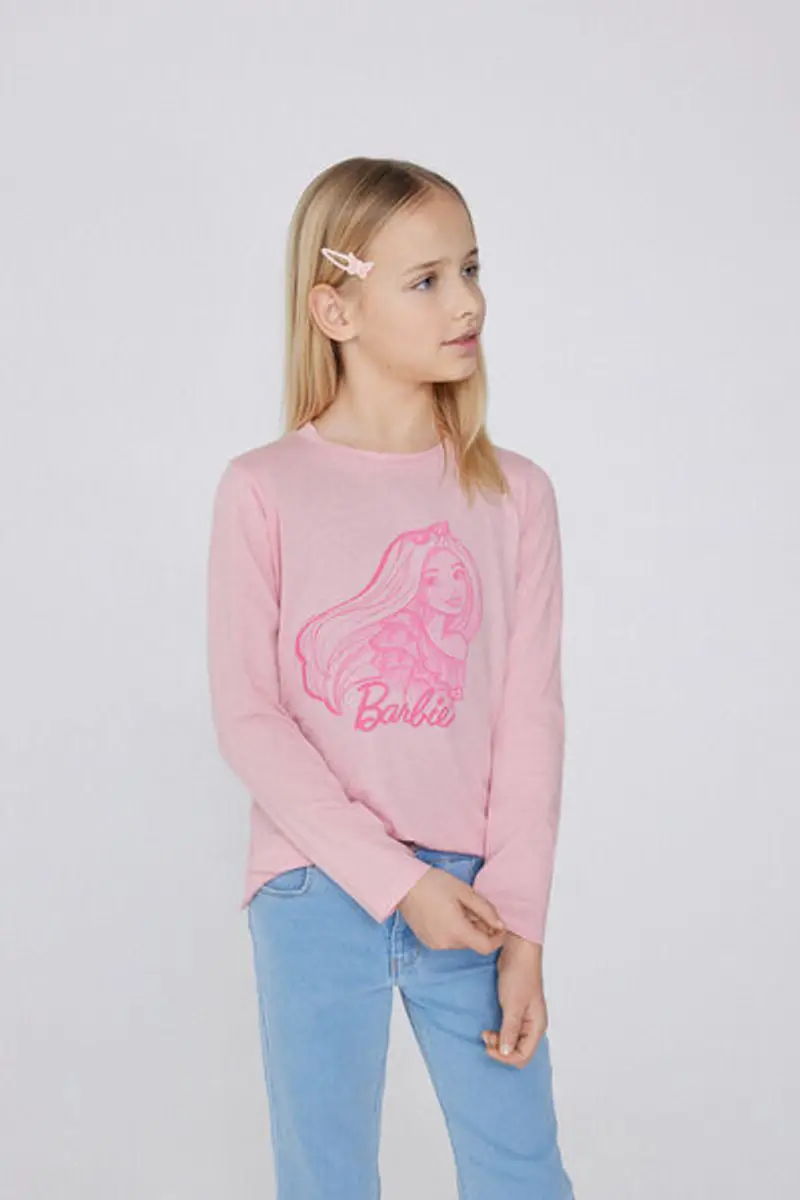 Tezenis Maglia Manica Lunga Cotone con Stampa Barbie Bimba Bambina Rosa Taglia 10-11 miniatura 2