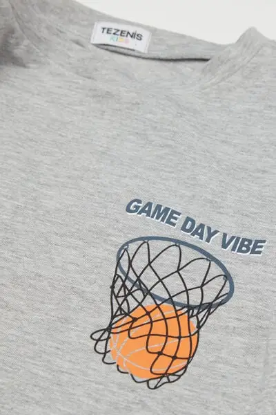 Maglia Manica Lunga Cotone con Stampa Bimbo Bambino Grigio miniatura 2