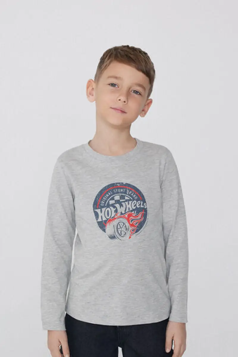 Tezenis Maglia Manica Lunga Cotone con Stampa Hot Wheels Bimbo Bambino Grigio Taglia 10-11