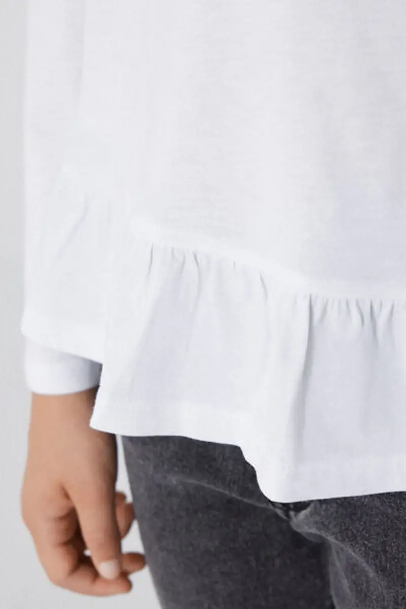 Tezenis Maglia Manica Lunga Cotone con Volant Bambina Bianco Taglia 2-3 miniatura 3