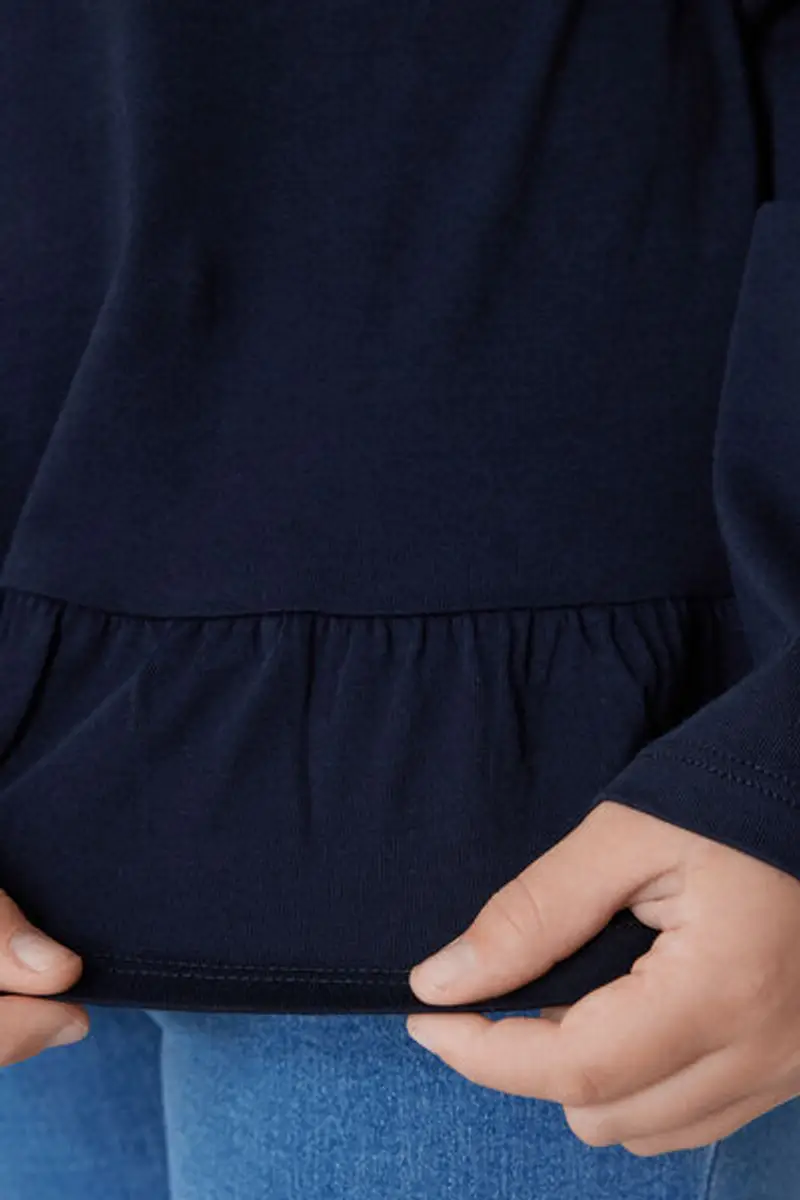 Tezenis Maglia Manica Lunga Cotone con Volant Bambina Blu Taglia 10-11 miniatura 3