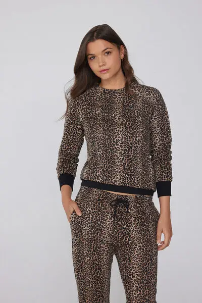 Maglia Manica Lunga Girocollo con Stampa Donna Animalier miniatura 3