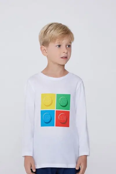 Maglia Manica Lunga Girocollo Cotone Lego Bambino Stampa