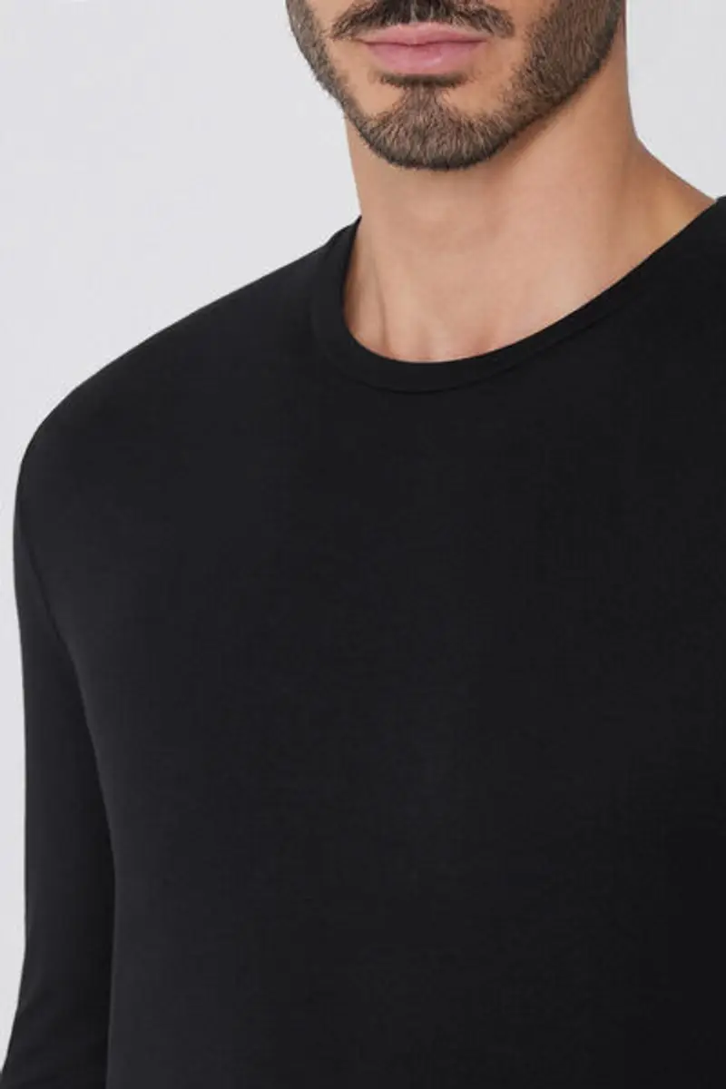 Tezenis Maglia Manica Lunga Girocollo in Viscosa Uomo Nero Taglia L miniatura 3
