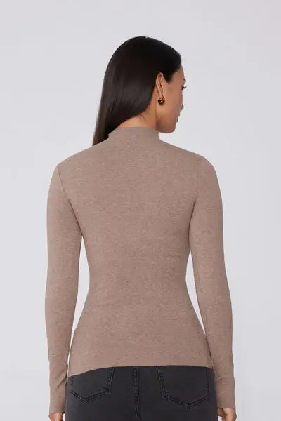 Maglia Manica Lunga Lupetto Invisible Therm Donna Marrone miniatura 2