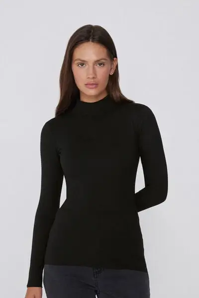 Maglia Manica Lunga Lupetto Invisible Therm Donna Nero