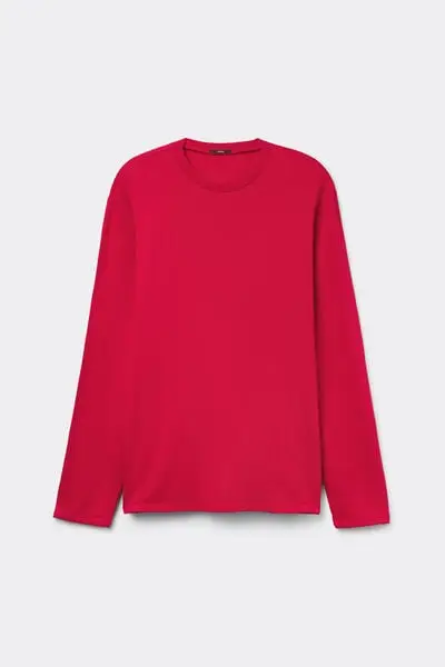 Maglia Manica Lunga Viscosa Felpata Uomo Rosso