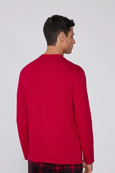 Maglia Manica Lunga Viscosa Felpata Uomo Rosso miniatura 2