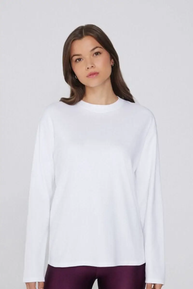 Tezenis Maglia Maniche Lunghe Girocollo 100% Cotone Pesantezza Media Donna Bianco Taglia L