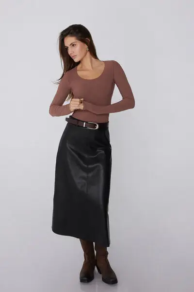 Maglia Maniche Lunghe Natural Lifting 2 in 1 Donna Marrone miniatura 3