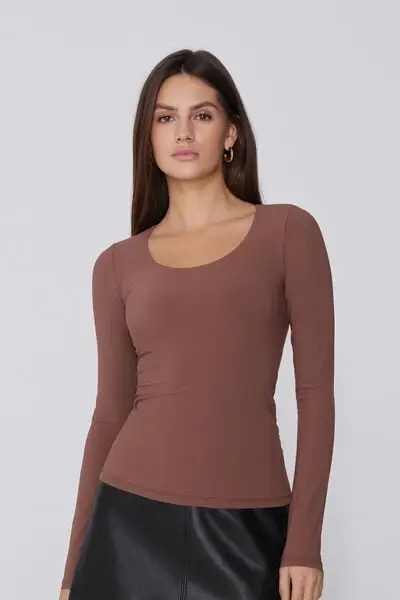 Maglia Maniche Lunghe Natural Lifting 2 in 1 Donna Marrone