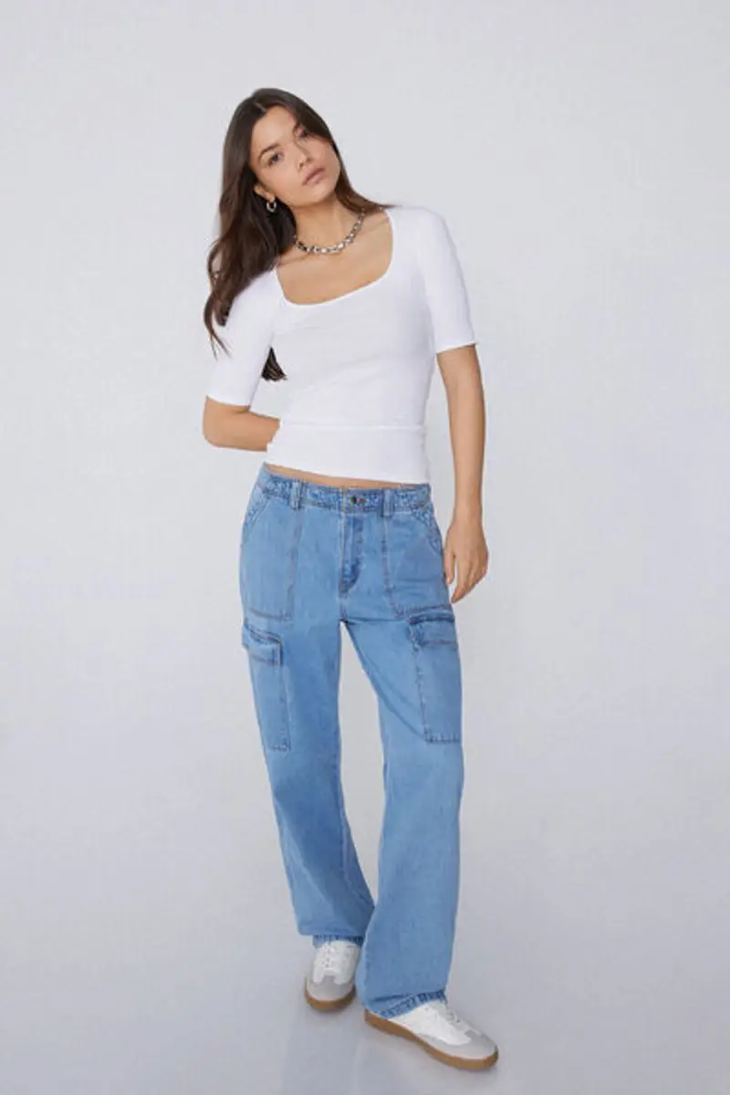 Tezenis Maglia Mezze Maniche Scollo Quadrato Cotone Costine Donna Bianco Taglia L miniatura 2