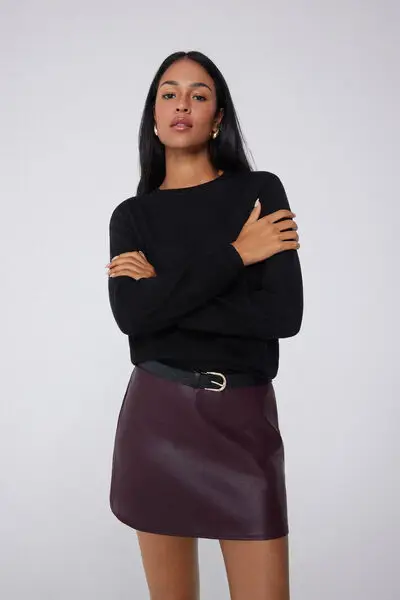 Maglia Pesante Girocollo 100% Lana Merino Donna Nero miniatura 3